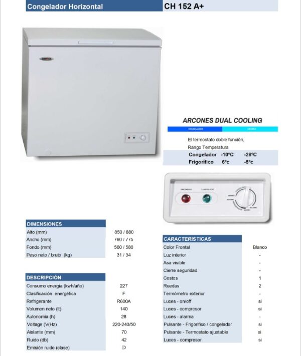 ROMMER CONGELADOR HORIZONTAL CH-152