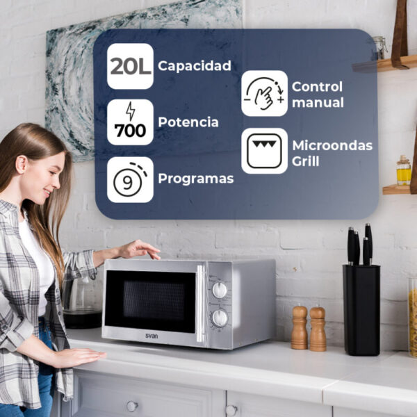 SVAN MICROONDAS 20L GRILL INOX SMW2700GX - Imagen 3