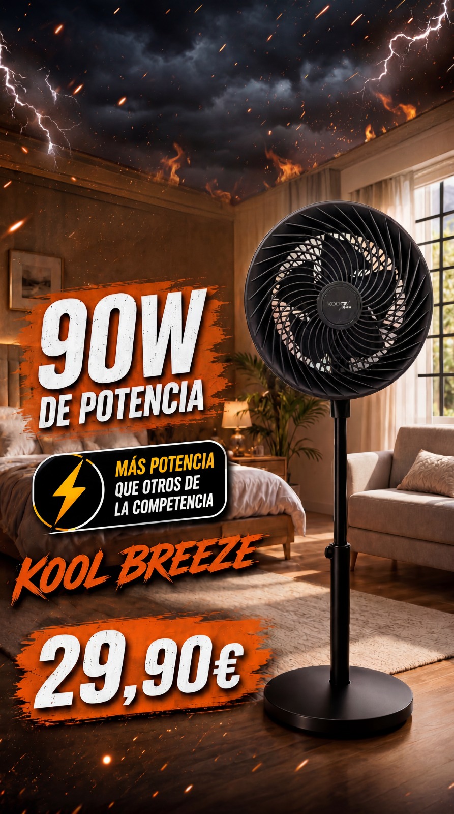 VENTILADOR PIE THALOS 90W COLOR NEGRO